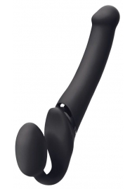 Черный безремневой вибрострапон Silicone Bendable Strap-On - size XL - Strap-on-me - купить с доставкой в Бердске