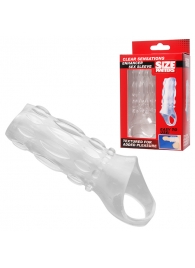 Насадка на пенис с кольцом для мошонки Clear Sensations Enhancer Sex Sleeve - 11,5 см. - XR Brands - в Бердске купить с доставкой
