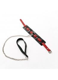 Черный ошейник с красным ремешком и поводком - Crazy Handmade - купить с доставкой в Бердске