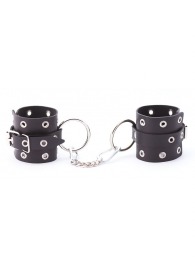 Черные кожаные наручники с люверсами - Crazy Handmade - купить с доставкой в Бердске