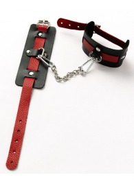 Черные оковы с красным декором и заклепками - Crazy Handmade - купить с доставкой в Бердске