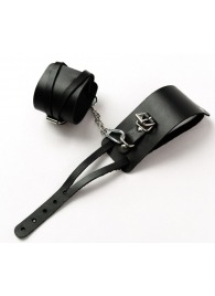 Черные кожаные оковы с креплением в виде веревочек - Crazy Handmade - купить с доставкой в Бердске