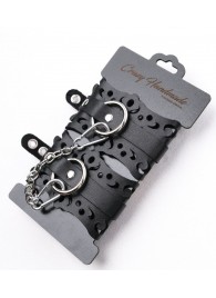 Ажурные наручники из черной кожи - Crazy Handmade - купить с доставкой в Бердске