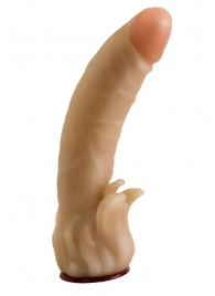 Телесная гелевая насадка-фаллос с клиторальными лепестками - 18,5 см. - LOVETOY (А-Полимер) - купить с доставкой в Бердске