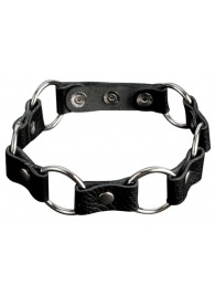 Кожаный черный ошейник с кольцами - Sitabella - купить с доставкой в Бердске
