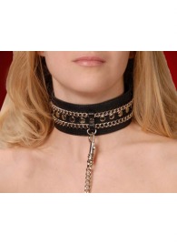 Чёрный ошейник с цепочками и поводком - Sitabella - купить с доставкой в Бердске