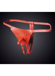 Красные кожаные универсальные трусики со штырьком для насадок - Sitabella - купить с доставкой в Бердске