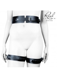 Черный кожаный пояс с гартерами - S-M - Notabu - купить с доставкой в Бердске