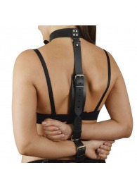 Черная кожаная фиксация рук за спиной  Новичок - Sitabella - купить с доставкой в Бердске