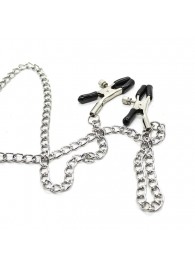 Зажимы для сосков с ремешком и кольцом для пениса - Notabu - купить с доставкой в Бердске