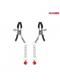 Серебристые зажимы на соски с шариками на цепочках - Notabu - купить с доставкой в Бердске