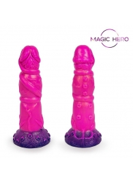 Розовый рельефный фантазийный фаллоимитатор - 20 см. - Bior toys - купить с доставкой в Бердске