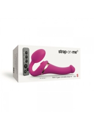 Ярко-розовый безремневой страпон Multi Orgasm Size S с клиторальной стимуляцией - Strap-on-me - купить с доставкой в Бердске
