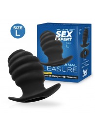 Черный рельефный анальный стимулятор-тоннель - 10 см. - Sex Expert