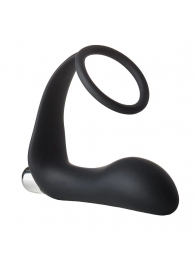 Черное эрекционное кольцо с вибропробкой Vibrating Anal Plug With Cockring - Dream Toys - в Бердске купить с доставкой