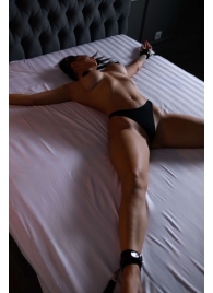 Черный кожаный набор фиксации на кровати Sex Game - БДСМ Арсенал - купить с доставкой в Бердске