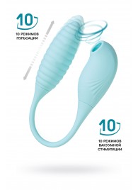 Голубое виброяйцо с вакуум-волновым стимулятором клитора Roow - JOS