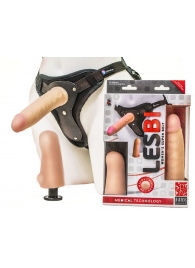 Телесный страпон Harness LESBI с вагинальной пробкой - 16,5 см. - LOVETOY (А-Полимер) - купить с доставкой в Бердске