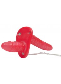Красный женский страпон с вагинальной пробкой Bad Kitty - 18 см. - Orion - купить с доставкой в Бердске