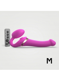 Ярко-розовый безремневой страпон Multi Orgasm Size M с клиторальной стимуляцией - Strap-on-me - купить с доставкой в Бердске