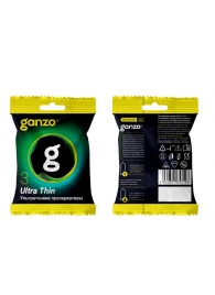 Ультратонкие презервативы Ganzo Ultra thin в мягкой упаковке - 3 шт. - Ganzo - купить с доставкой в Бердске