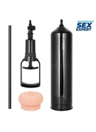 Черная вакуумная помпа с реалистичной вставкой - Sex Expert - в Бердске купить с доставкой