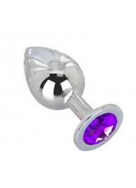Большой плаг из стали с фиолетовым кристаллом Violet Dream - 9,5 см. - Erotic Fantasy - купить с доставкой в Бердске
