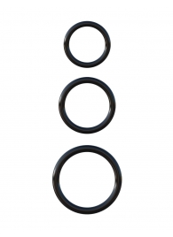 Набор из трех черных эрекционных колец Silicone 3-Ring Stamina Set - Pipedream - в Бердске купить с доставкой