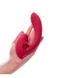 Красный вибратор с вакуум-волновым стимулятором клитора Grace - Woma