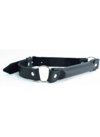 Черный кожаный кляп-трензель на кольцах - БДСМ Арсенал - купить с доставкой в Бердске
