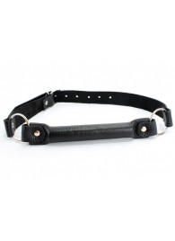 Черный кожаный кляп-трензель на кольцах - БДСМ Арсенал - купить с доставкой в Бердске