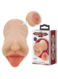 Телесный двусторонний мастурбатор Sarah - ротик и вагина - Baile - в Бердске купить с доставкой