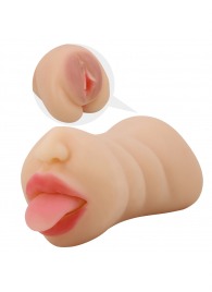Телесный двусторонний мастурбатор Sarah - ротик и вагина - Baile - в Бердске купить с доставкой