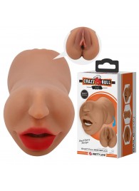 Темно-бежевый двусторонний мастурбатор Zoey - ротик и вагина - Baile - в Бердске купить с доставкой