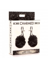 Зажимы для сосков с черным помпонами Pom Pom Nipple Clamps - XR Brands - купить с доставкой в Бердске