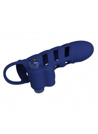 Синяя насадка на пенис Powerful Ring - 18,8 см. - Baile - в Бердске купить с доставкой