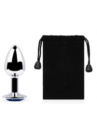 Анальное украшение BUTT PLUG  Small с синим кристаллом - 7 см. - Anal Jewelry Plug - купить с доставкой в Бердске