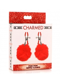 Красные зажимы на соски с помпонами Pom Pom - XR Brands - купить с доставкой в Бердске