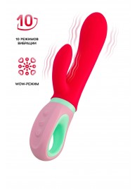 Красный вибратор с клиторальным отростком Petunia - 19 см. - ToyFa
