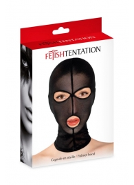 Черная сетчатая маска на голову с отверстиями для глаз и рта - Fetish Tentation - купить с доставкой в Бердске