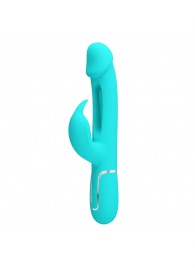 Аквамариновый вибратор-кролик с функцией фингеринга Kampas - 23,2 см. - Baile