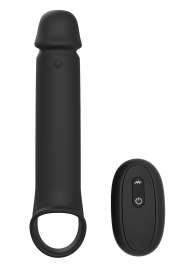 Черная насадка-удлинитель с вибрацией Vibrating Extender With Remote - Dream Toys - в Бердске купить с доставкой