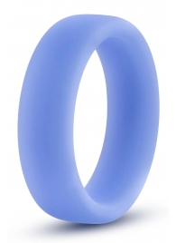 Голубое люминесцентное кольцо Silicone Glo Cock Ring - Blush Novelties - в Бердске купить с доставкой