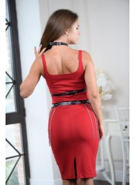 Черно-серебристая портупея-юбка plus size с цепочками - БДСМ Арсенал - купить с доставкой в Бердске