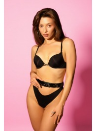 Эффектный черный пояс из лаковой эко-кожи - БДСМ Арсенал - купить с доставкой в Бердске