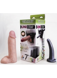 Страпон-унисекс с двумя насадками UNI strap 7  Harness - 19 и 16 см. - LOVETOY (А-Полимер) - купить с доставкой в Бердске