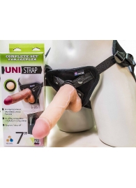 Страпон-унисекс с двумя насадками UNI strap 7  Harness - 19 и 16 см. - LOVETOY (А-Полимер) - купить с доставкой в Бердске