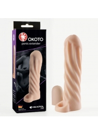 Телесная насадка-удлинитель Okoto со спиралевидным рельефом - 16 см. - Sitabella - в Бердске купить с доставкой