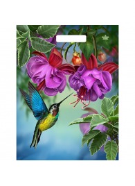 Пакет с принтом в виде колибри в цветах с вырубной ручкой (31х40 см) - Сима-Ленд - купить с доставкой в Бердске