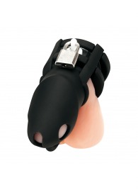 Черная клетка для пениса Silicone Small 2 in Cock Cage With Ball Divider - BlueLine - купить с доставкой в Бердске